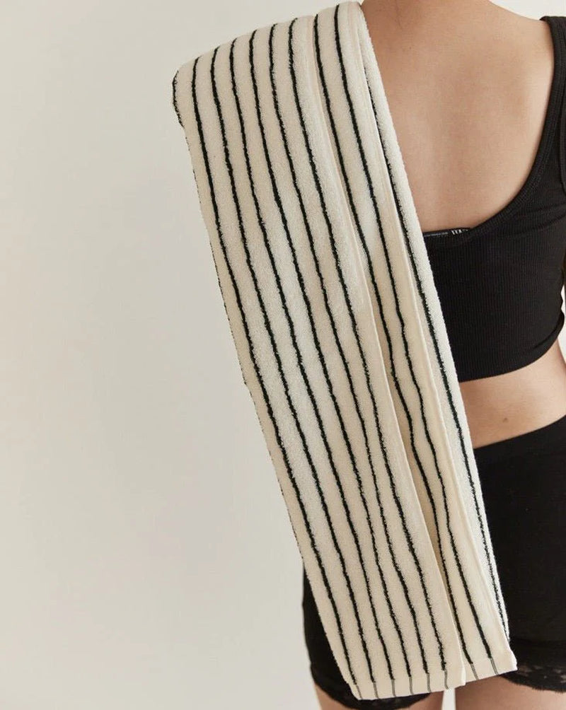 Retro Style 100% Organic Combed Cotton Striped Bath Towel | Soft & Absorbent