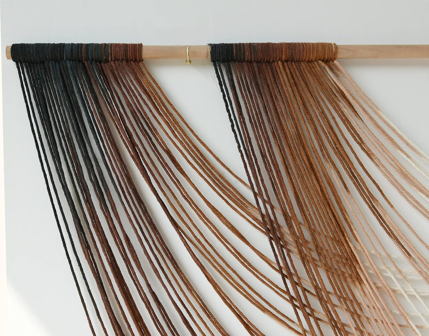 Macrame Wall Hanging | Dip Dye Brown Boho Yarn Tapestry for Modern Living Room & Bedroom, 57" x 35"
