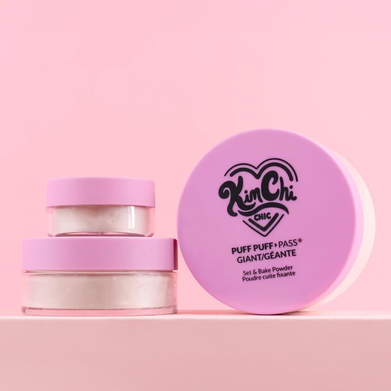 Kimchi Chic Beauty GIANT Puff Puff Pass Set & Bake Powder with Rice Powder & Vitamin-E, Lightweight & Translucent Makeup