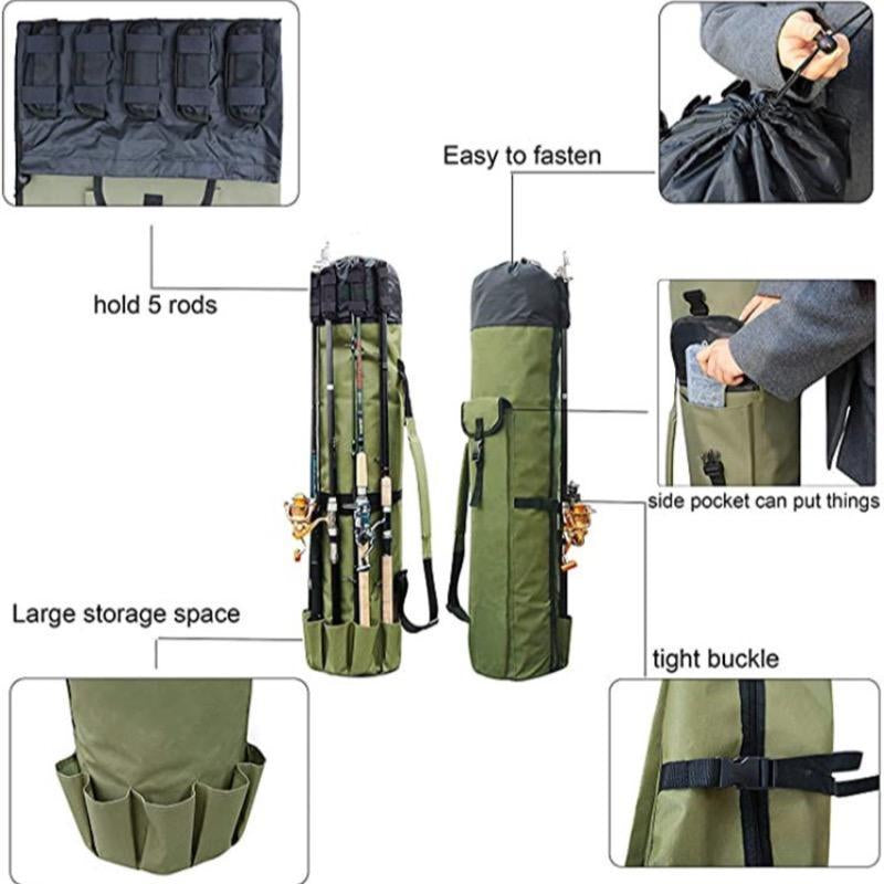 Multi-Function Fishing Pole Bag, Portable Fishing Tool Organizing Bag, Outdoor Fishing Accessory
