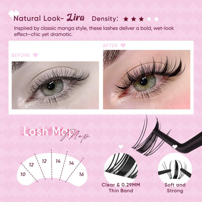 OKAYLOVE Lash Clusters Kit with Long-Lasting Lash Bond and Seal,Tweezers and Remover for DIY Eyelash at Home for Natural Makeup