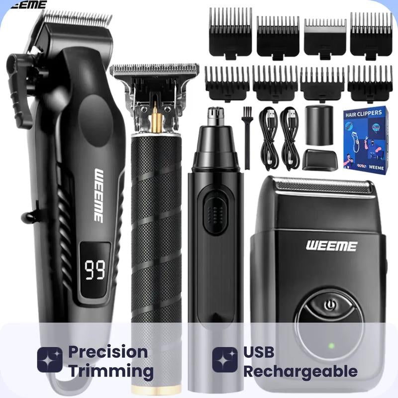 Professional Men'S Electric Shaver, Built-In Rechargeable Battery, T-Head Trimmer, Rechargeable Shaver Machine USB Charging, Perfect Gift for Him, Shaver Set
