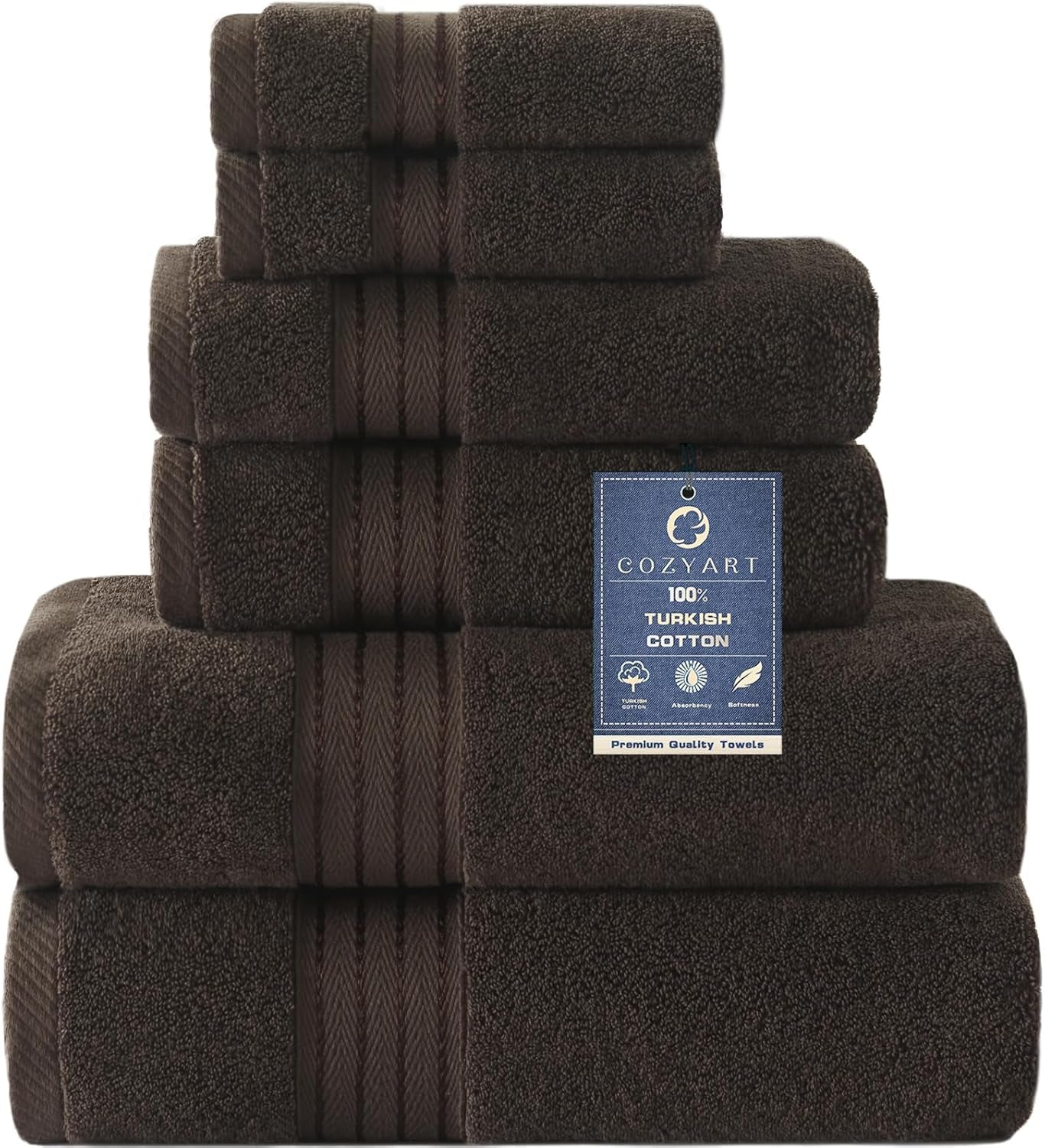 Light Blue 6-Piece Turkish Cotton Towel Set | 650 GSM Luxury Soft, Absorbent & Durable Bathroom Towels