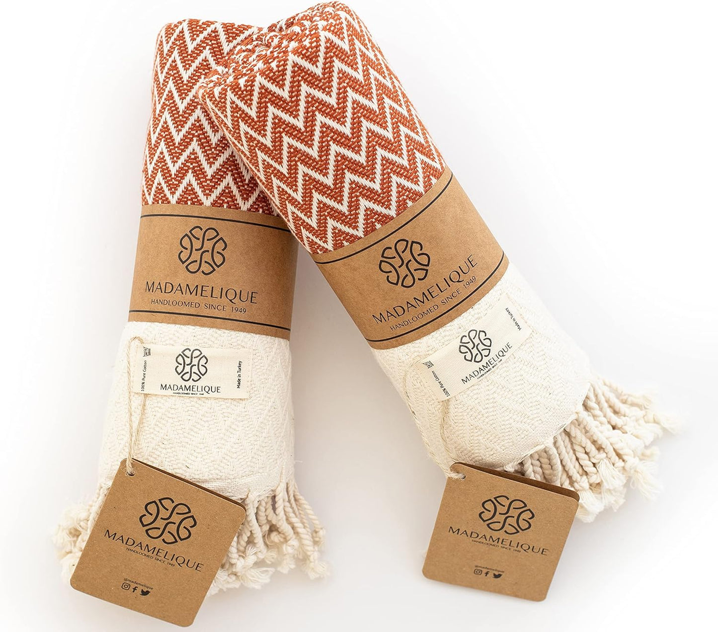 Exclusive Hand Towels Set of 2-18 X 40 Inches - Decorative Bathroom Peshtemal Towel for Hand, Face, Hair, Yoga, Tea, Dishcloth, Kitchen and Bath - 100% Pure Cotton (Beige)