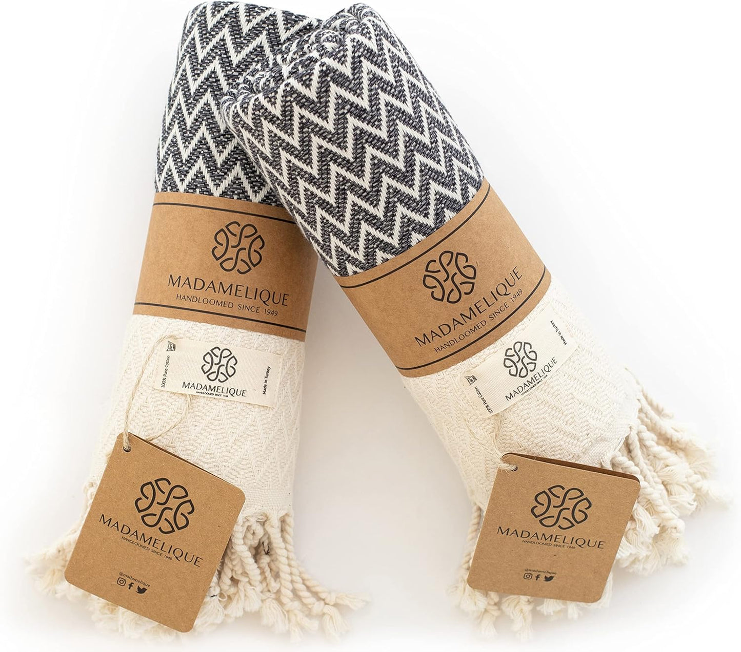 Exclusive Hand Towels Set of 2-18 X 40 Inches - Decorative Bathroom Peshtemal Towel for Hand, Face, Hair, Yoga, Tea, Dishcloth, Kitchen and Bath - 100% Pure Cotton (Beige)