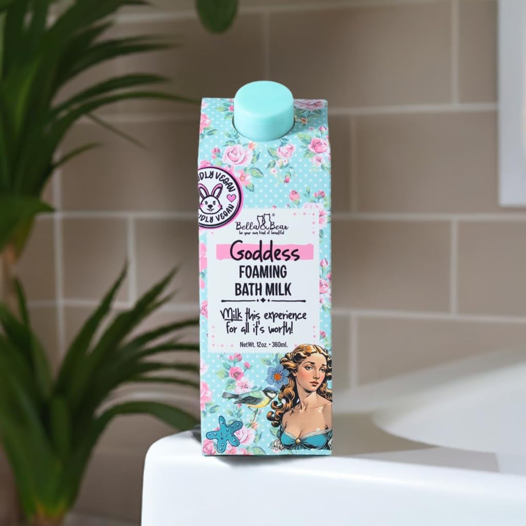 Goddess Mega Bath & Body Gift Set with Foaming Shower Gel & Bubble Bath, Bath Milk, Body Scrub & Lip Scrub and Lip Butter - Gift for Women