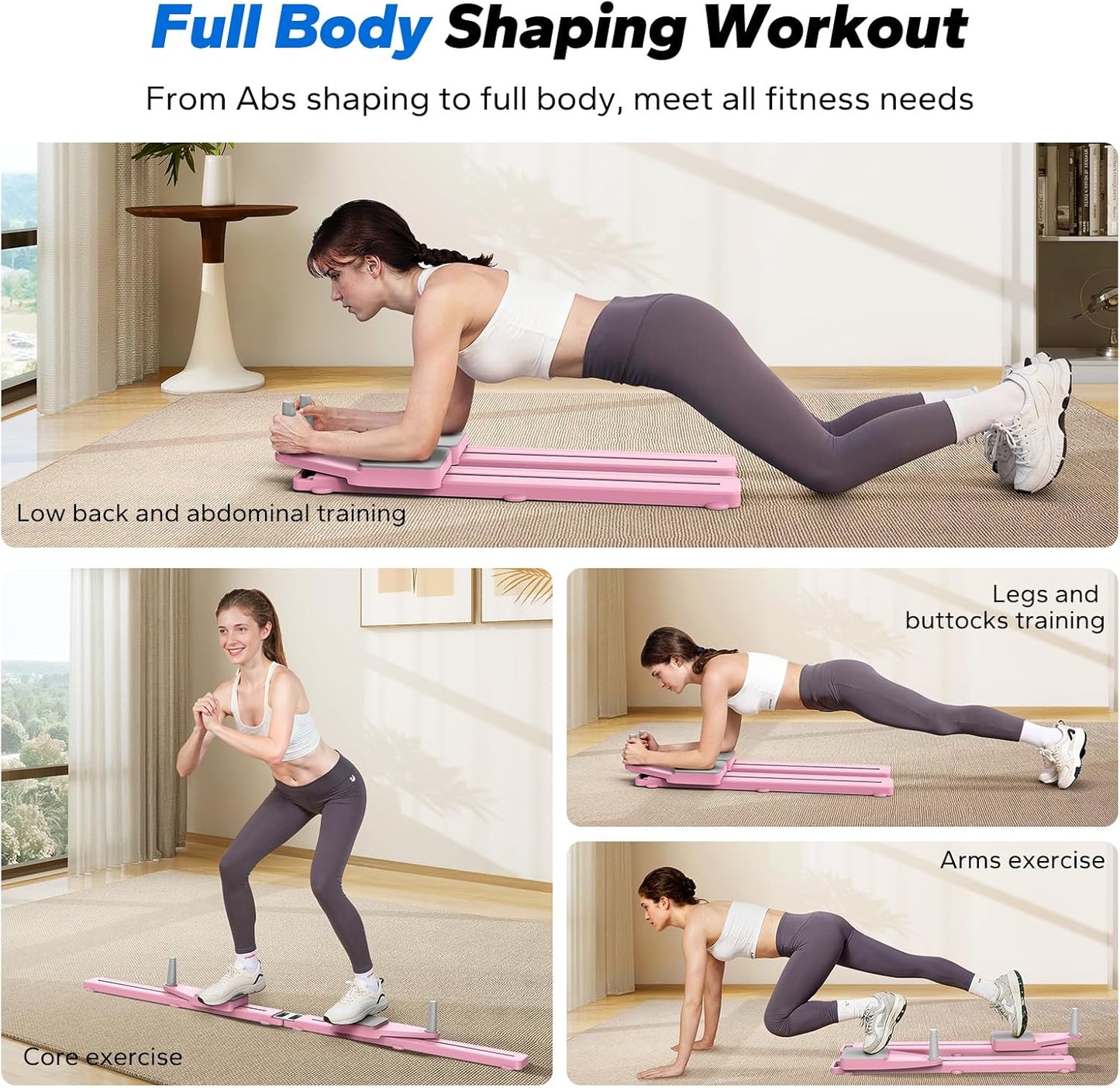 Multifunctional Pilates Board with Detachable Ab Trainer, Anti-Slip Design, and Portability for Core Workouts - Ideal Home Gym Equipment for Women