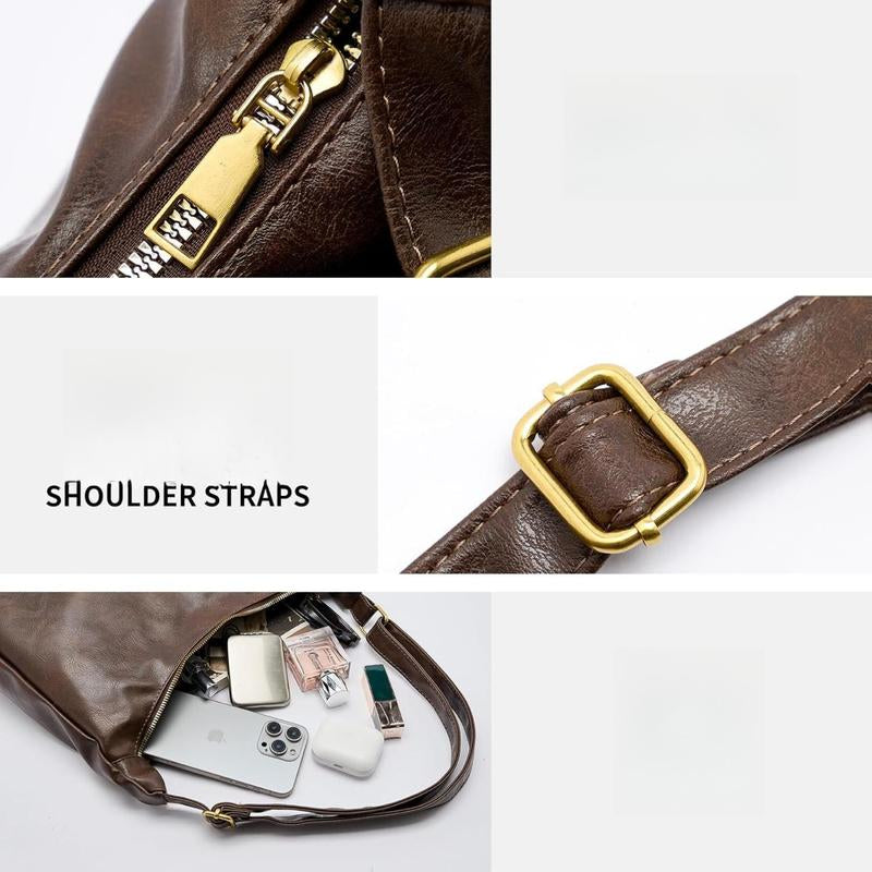 Hobo Bags for Women, Ultra Soft Foldable Vegan Leather Shoulder Handbag, Stylish Slouchy Tote Purses