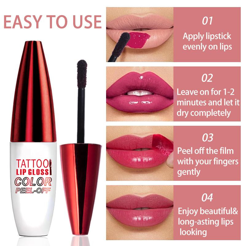 Tear off Glossy Lipstick, Natural Moisturizer , Not Easy to Peel Off, Non Stick to the Cup, Lightweight, Bright Valentine'S Day Color Hydrate Care Cosmetics
