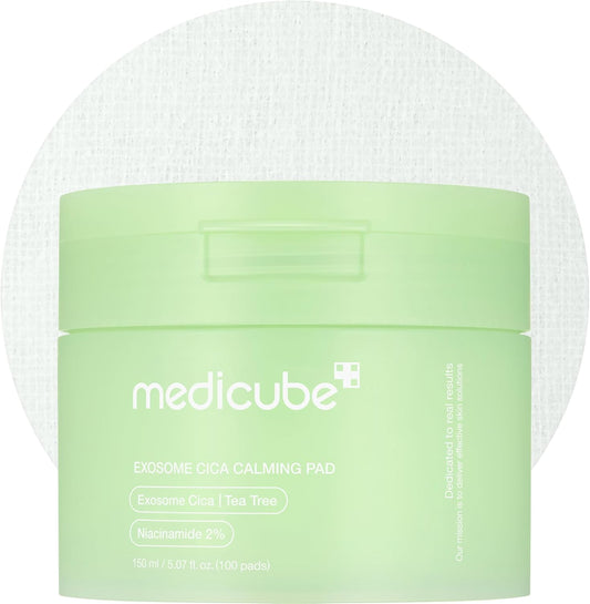 Medicube Exosome CICA Tea Tree Calming Toner Pads | Soothing Korean Skincare for Sensitive Skin, Redness & Breakout Relief, Vegan, 100 Pads