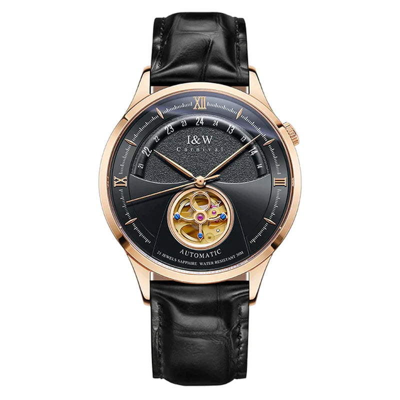 Luxury Blue Tourbillon Men’s Automatic Watch | I&W MIYOTA, Sapphire Glass, Italy Leather