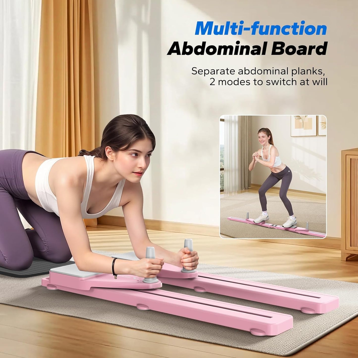 Multifunctional Pilates Board with Detachable Ab Trainer, Anti-Slip Design, and Portability for Core Workouts - Ideal Home Gym Equipment for Women