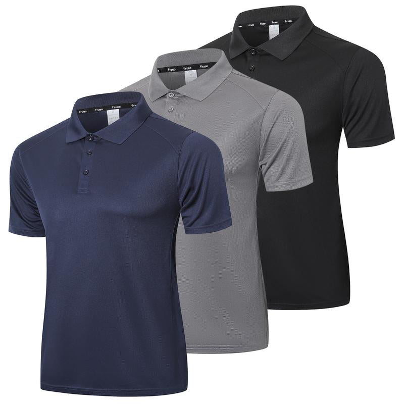 3/5 Pack Mens Polo Shirts Quick Dry Short Sleeve Golf T Shirt Performance Moisture Wicking Summer Casual Workout Tops