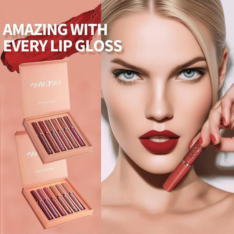 6 Counts Waterproof Long-Lasting Matte Lipstickset Easily Tinted and Moisturizing Lipsticks Suitable for All Occasions Lip Makeup Matte Lipgloss Lipstick Pearls Girls and Women Makeup Accessories Cosmetic Glossy