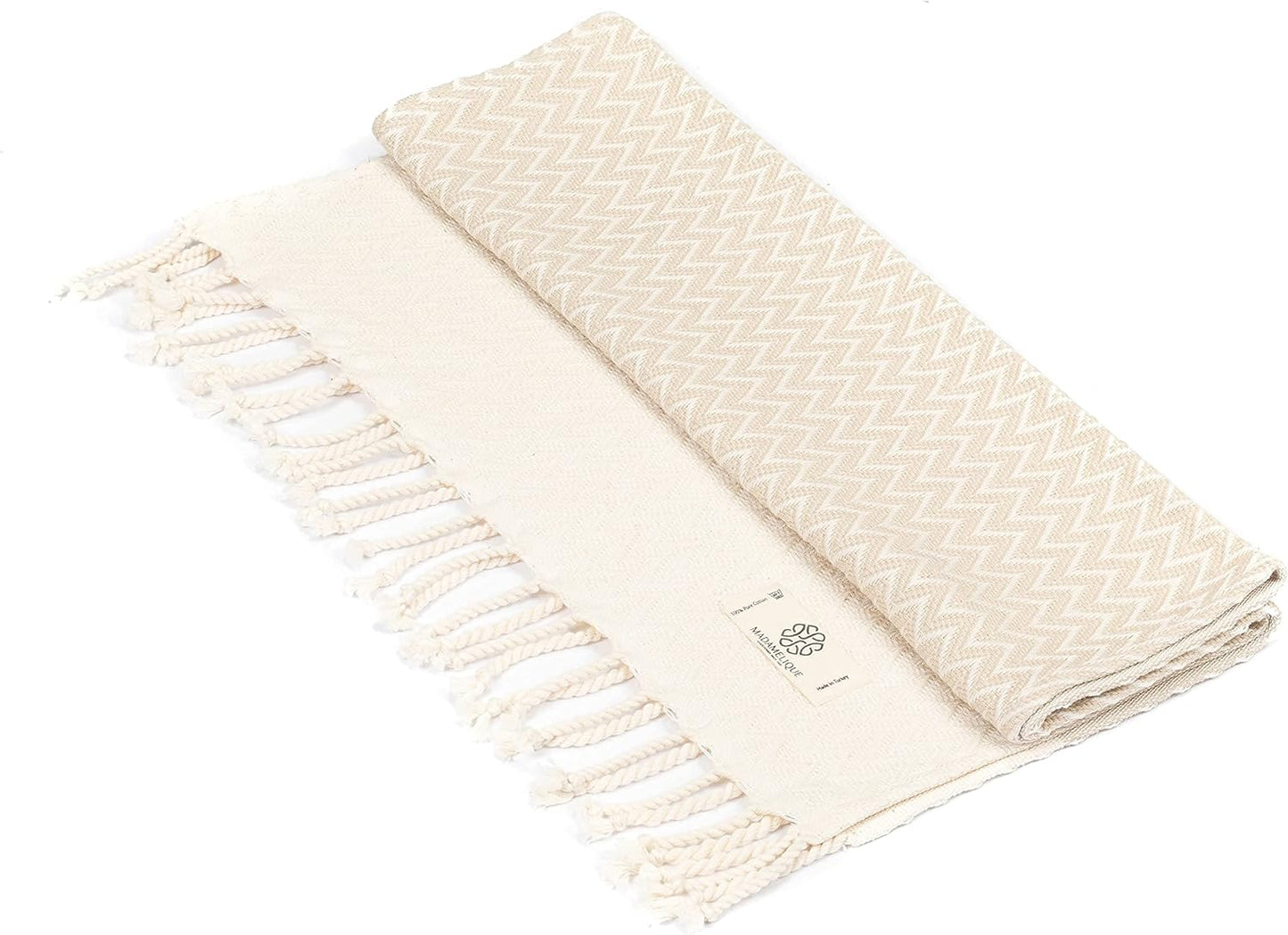 Exclusive Hand Towels Set of 2-18 X 40 Inches - Decorative Bathroom Peshtemal Towel for Hand, Face, Hair, Yoga, Tea, Dishcloth, Kitchen and Bath - 100% Pure Cotton (Beige)