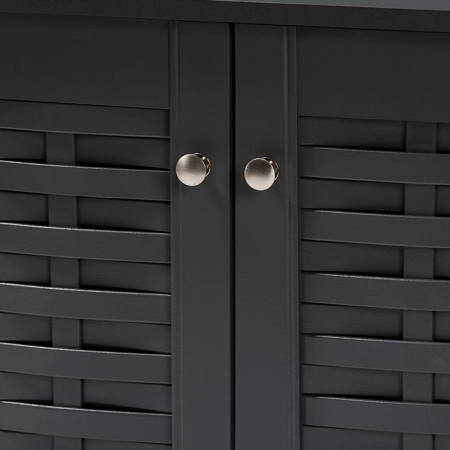 Winda Modern Dark Gray Wooden Storage Cabinet | 2-Door Contemporary Entryway Organizer