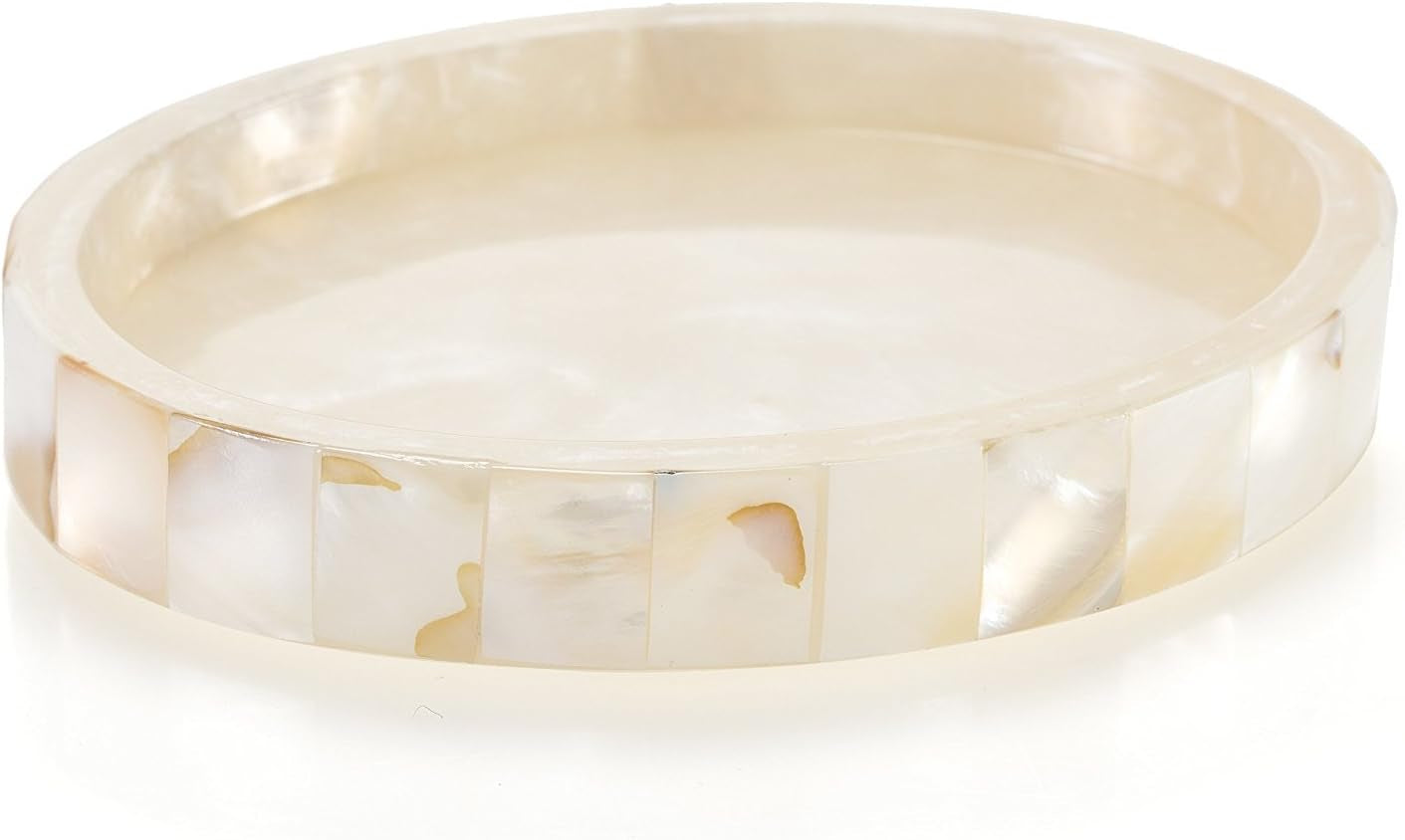 Milano 4-Piece Bathroom Accessory Set | Mother of Pearl Soap Dispenser, Toothbrush Holder, Tumbler & Soap Dish