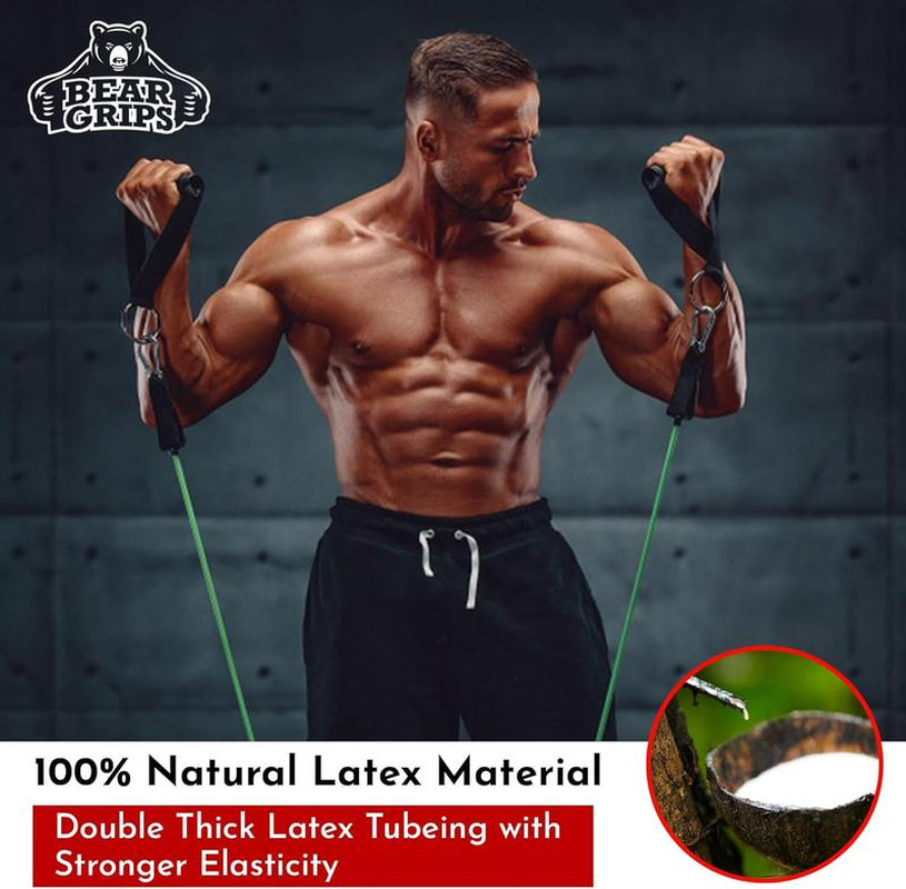 Bear Grips Tube Resistance Bands for Working Out - Home Gym Equipment Exercise Bands with Handles for Women and Men - 11 Pcs Resistance Tubes Workout Set