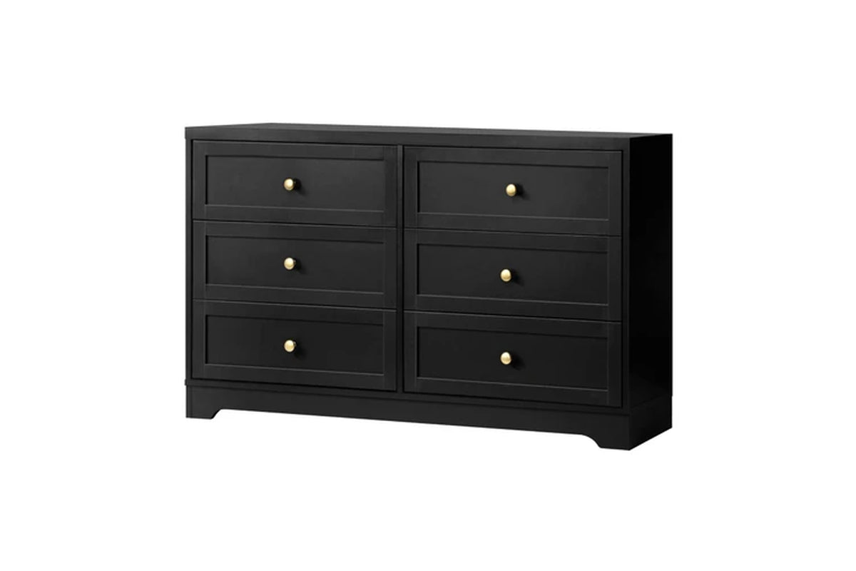 Black 6-Drawer Chest | Bedroom & Living Room Storage Dresser