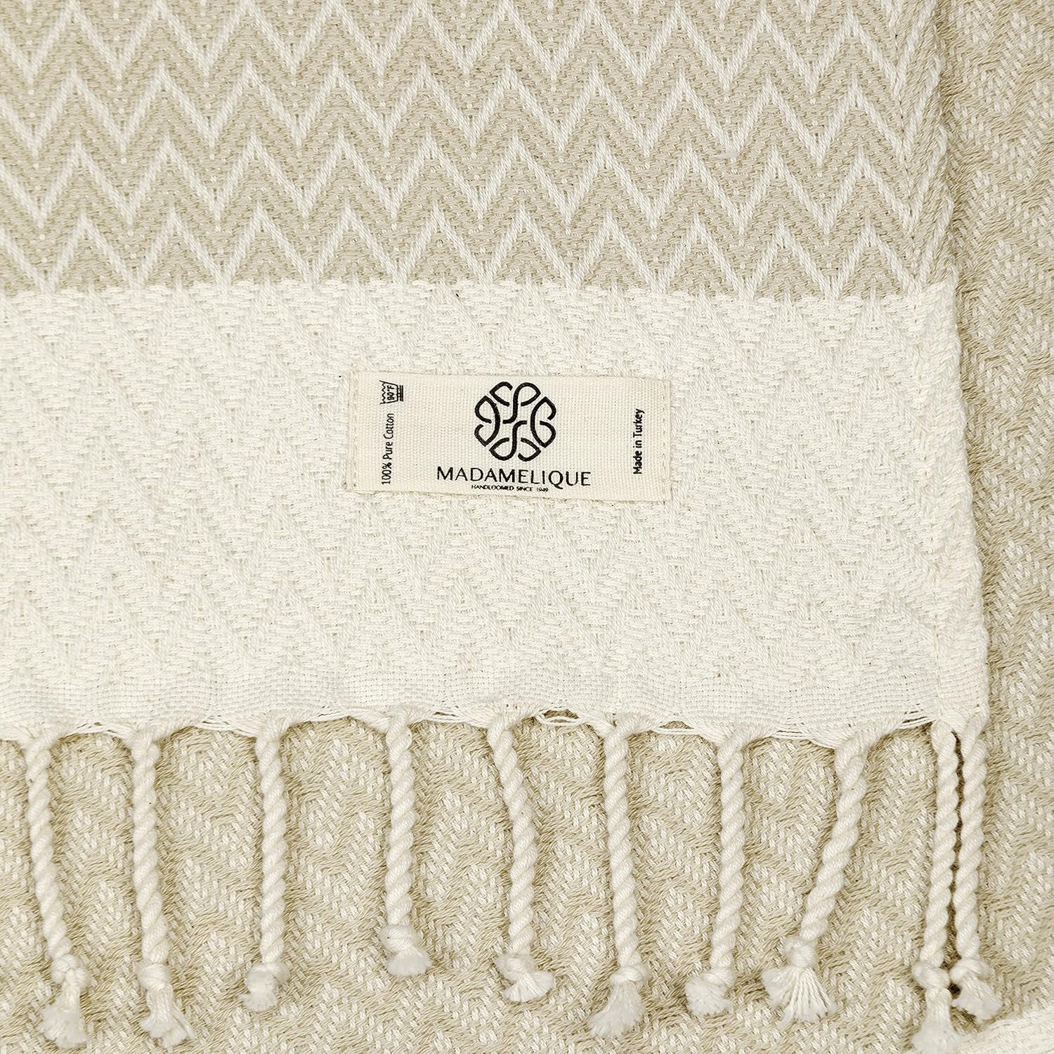 Exclusive Hand Towels Set of 2-18 X 40 Inches - Decorative Bathroom Peshtemal Towel for Hand, Face, Hair, Yoga, Tea, Dishcloth, Kitchen and Bath - 100% Pure Cotton (Beige)