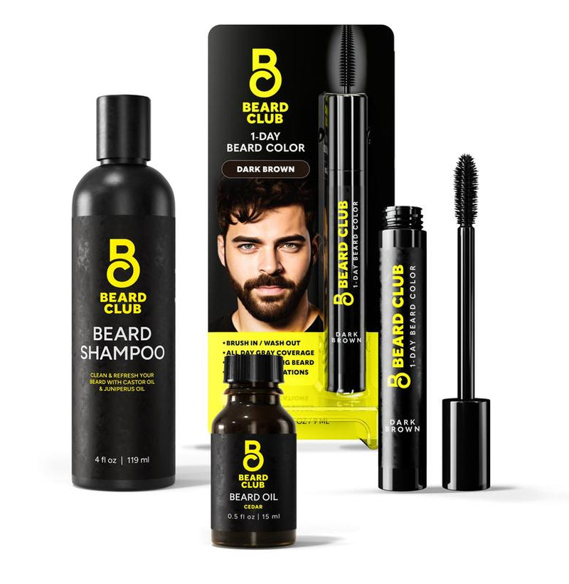 Beard Club One-Day Beard & Eyebrow Color - Available in Four Colors and Four Sizes - Temporary Color for Beard and Eyebrows, Covers Greys, Fills in Patches, and Enhances Volume - 30 Applications per Tube
