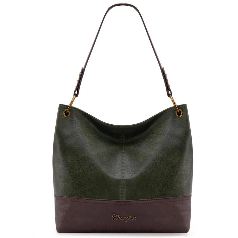 Wrangler Cow Print Hobo Bag Vegan Leather for Woman with Wide Guitar Strap