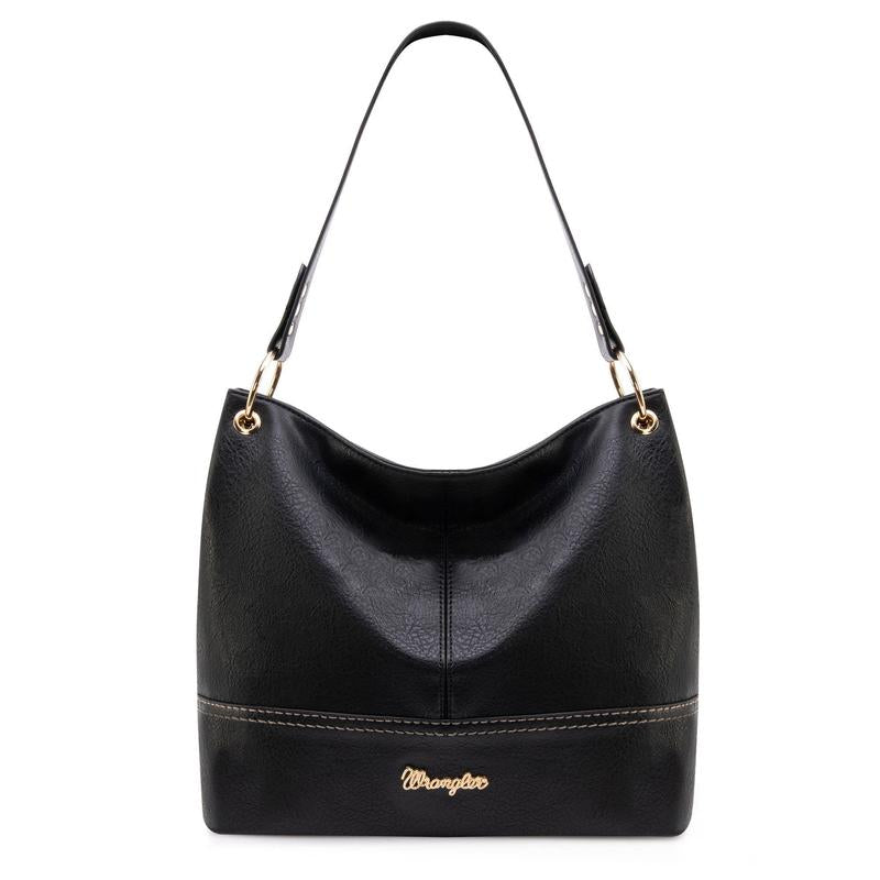 Wrangler Cow Print Hobo Bag Vegan Leather for Woman with Wide Guitar Strap