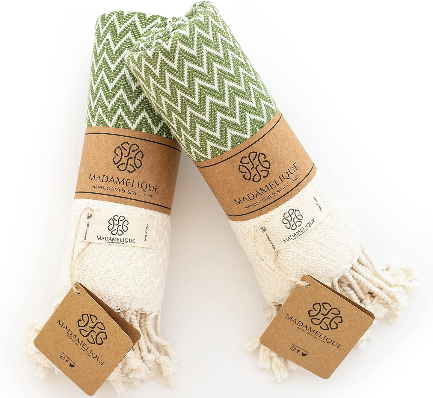 Exclusive Hand Towels Set of 2-18 X 40 Inches - Decorative Bathroom Peshtemal Towel for Hand, Face, Hair, Yoga, Tea, Dishcloth, Kitchen and Bath - 100% Pure Cotton (Beige)